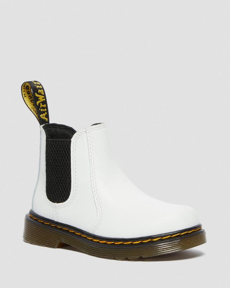 Dr Martens Toddler 2976 Læder Chelsea Støvler Børn Hvide | DK 669ZUT